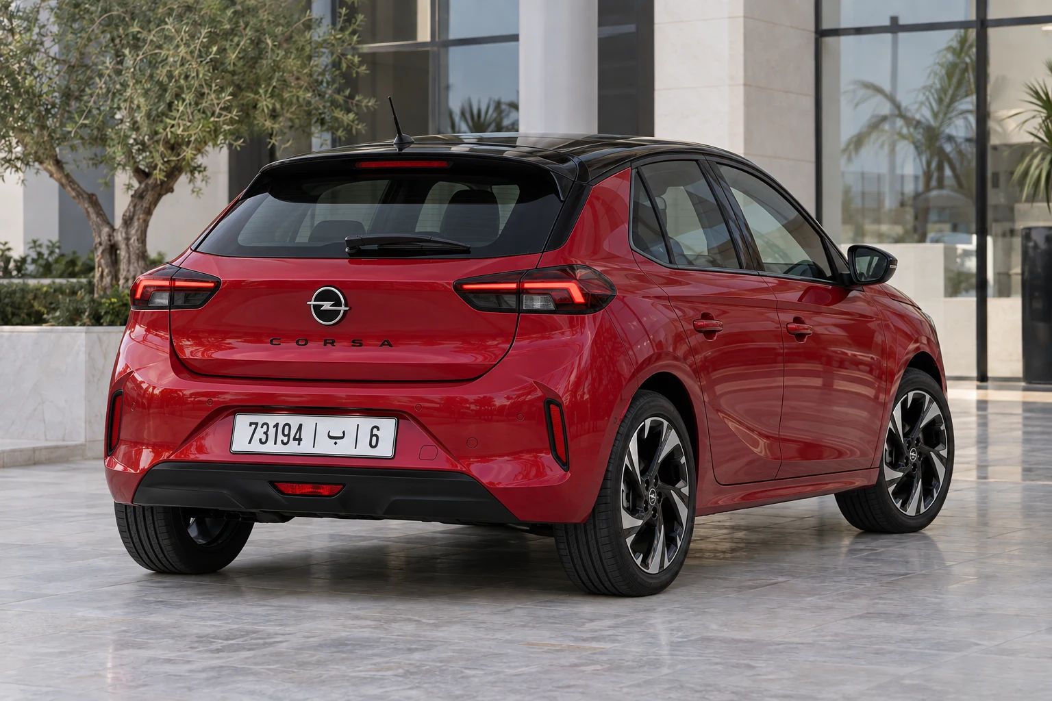 Opel Corsa rental car, rear three-quarter view