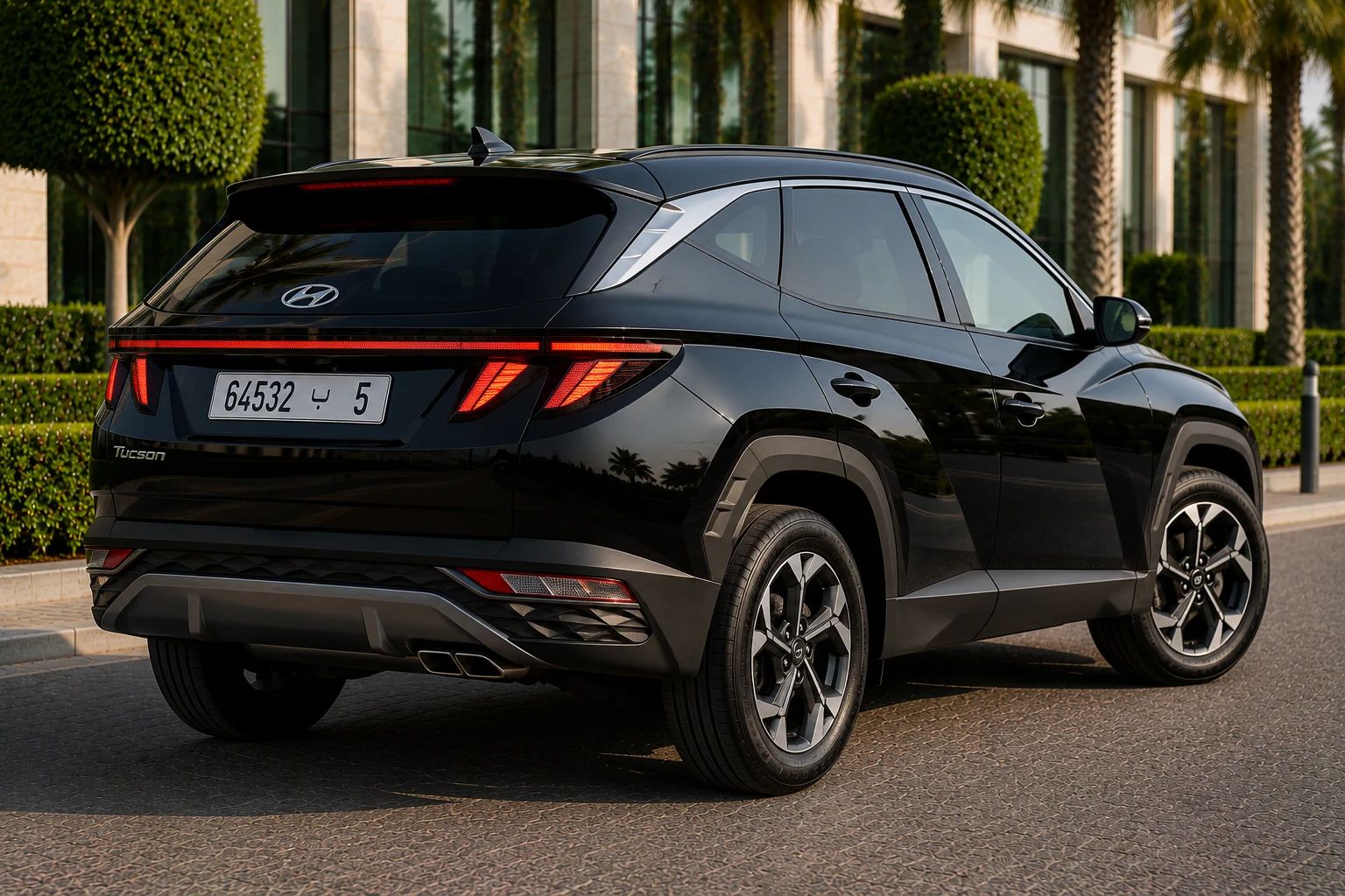 Hyundai Tucson rental SUV, rear three-quarter view