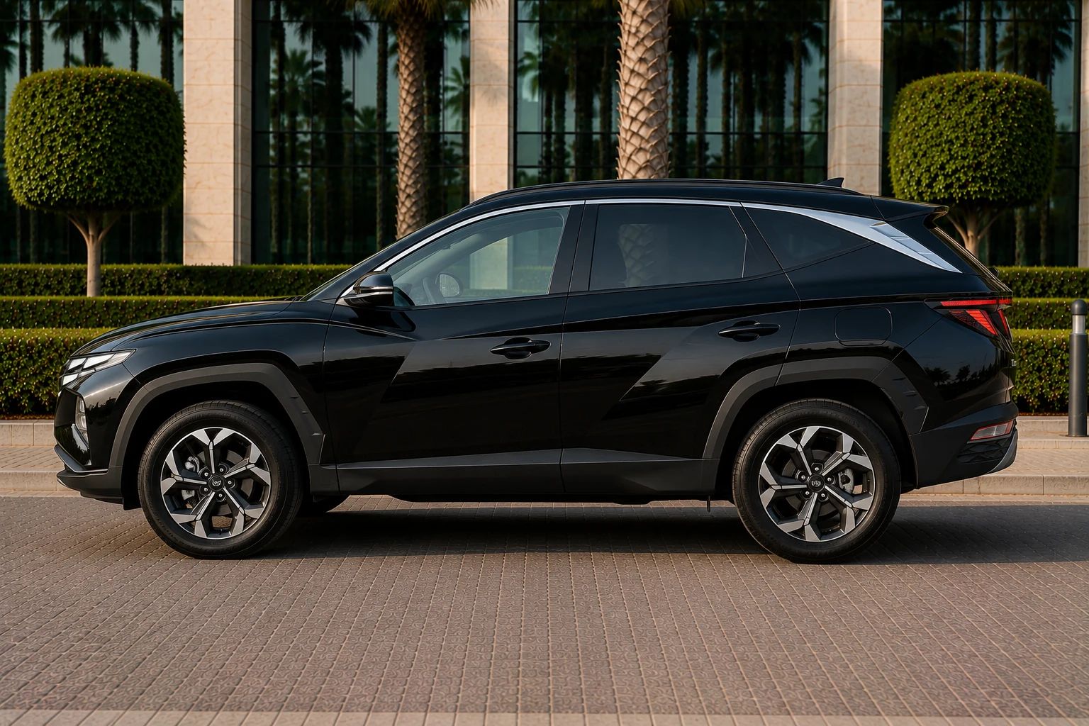 Hyundai Tucson rental SUV, side view