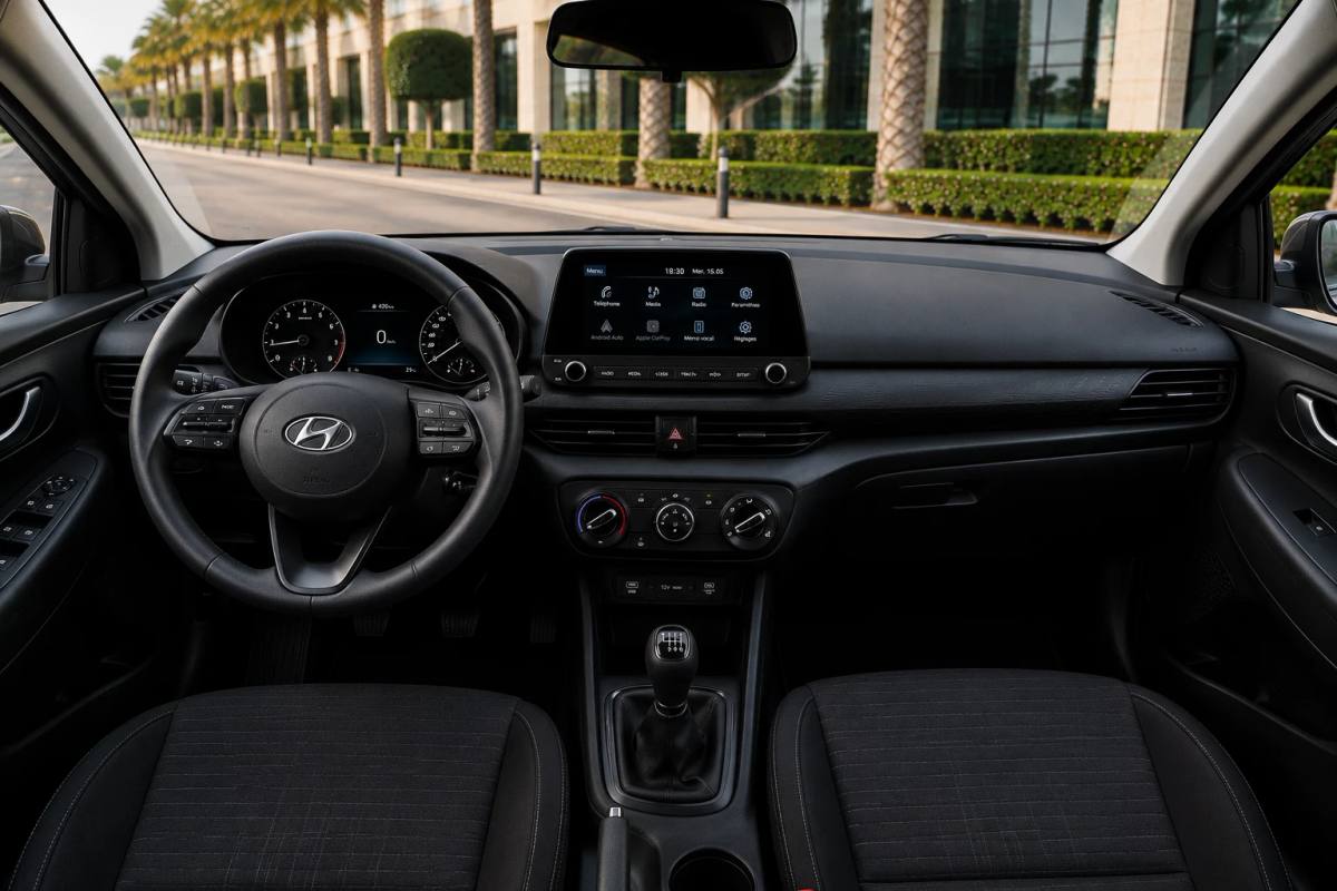 Hyundai i20 rental car interior