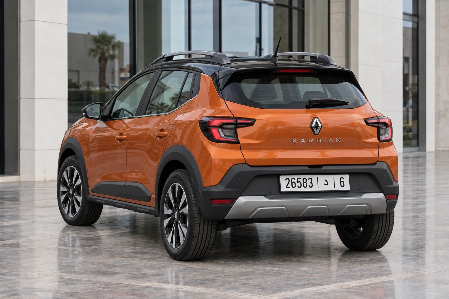 Renault Kardian rental car, rear three-quarter view