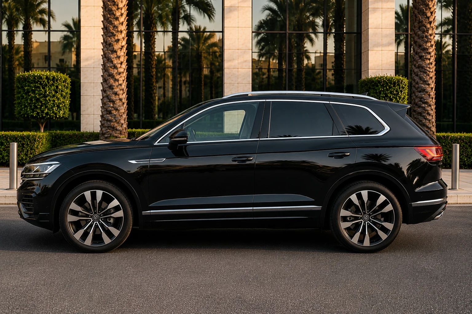 Volkswagen Touareg rental SUV, side view