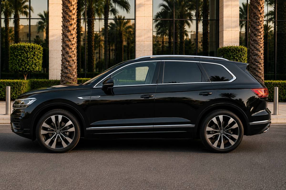Volkswagen Touareg rental SUV, side view