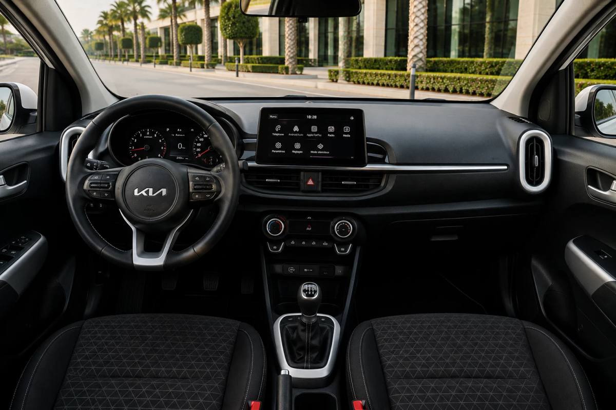 Kia Picanto rental car interior