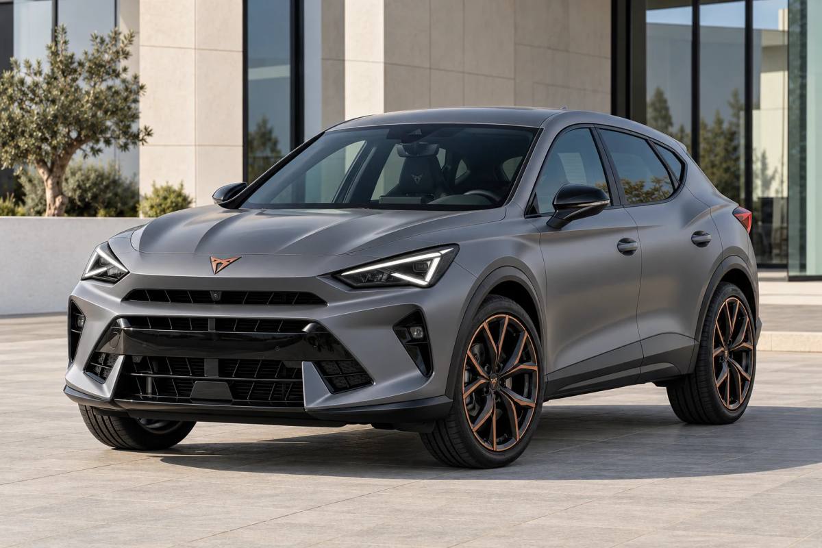 Grey 2026 CUPRA Formentor rental crossover, front three-quarter view
