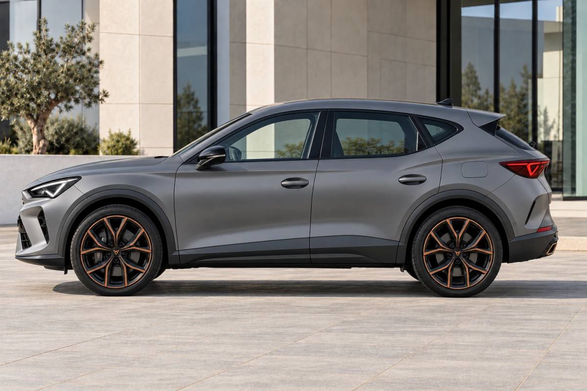 Grey 2026 CUPRA Formentor rental crossover, side profile