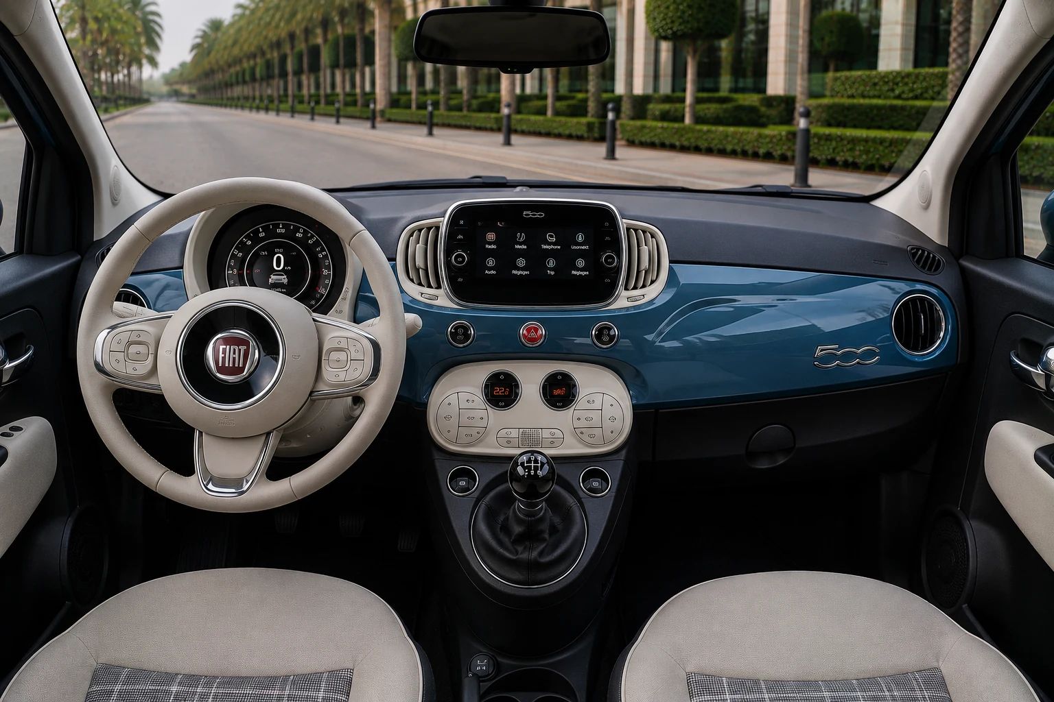 Fiat 500 rental car interior