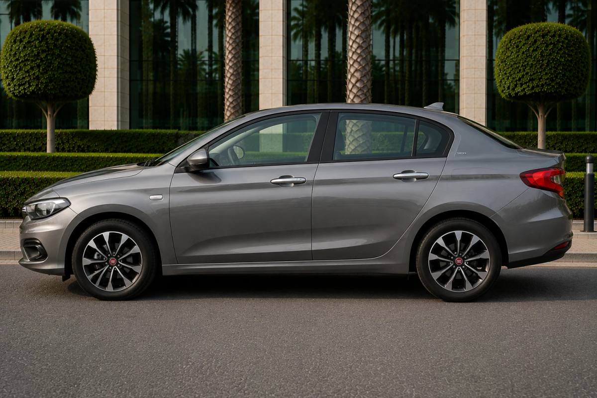 Fiat Tipo rental car, side view