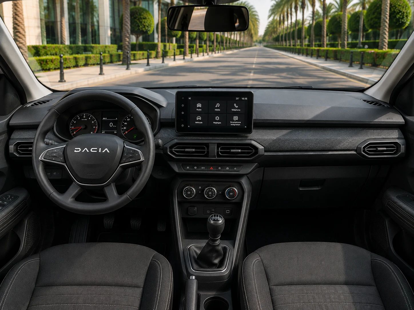 Dacia Logan rental car, rear three-quarter view