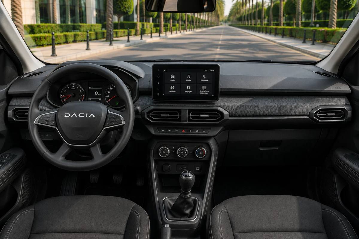 Dacia Logan rental car, rear three-quarter view