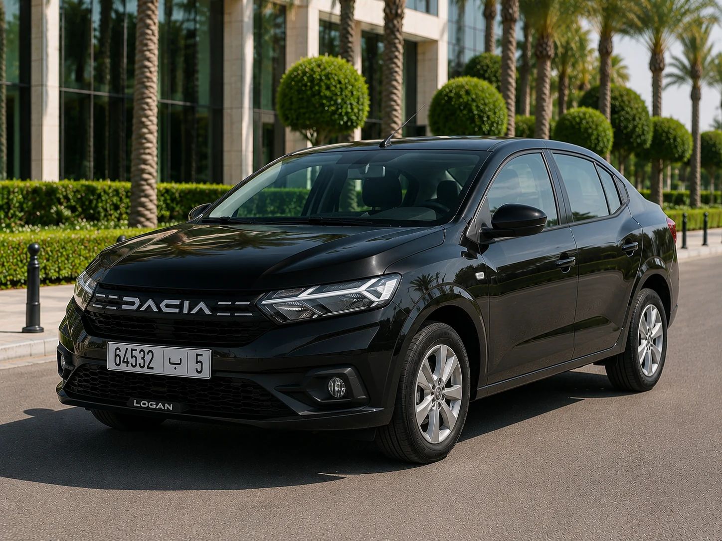 Dacia Logan rental car, front three-quarter view