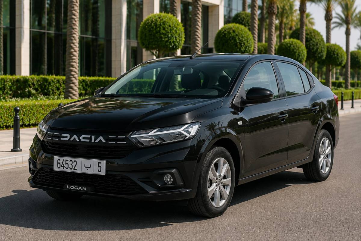 Dacia Logan rental car, front three-quarter view