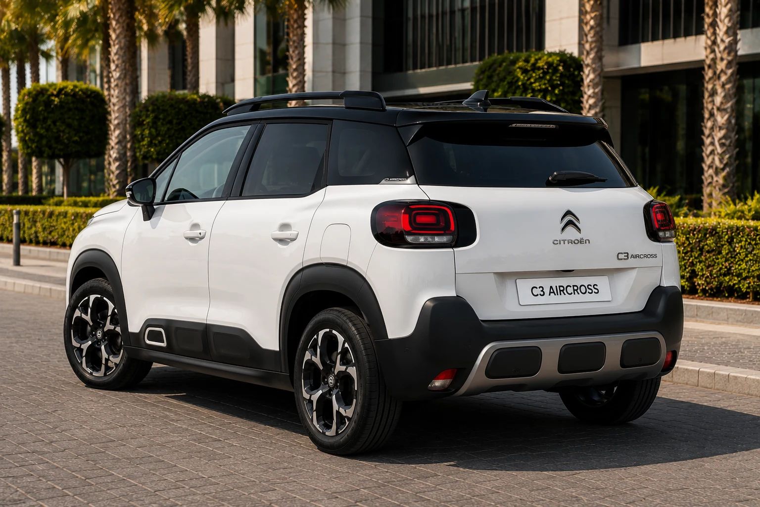 Citroën C3 Aircross rental SUV, rear three-quarter view