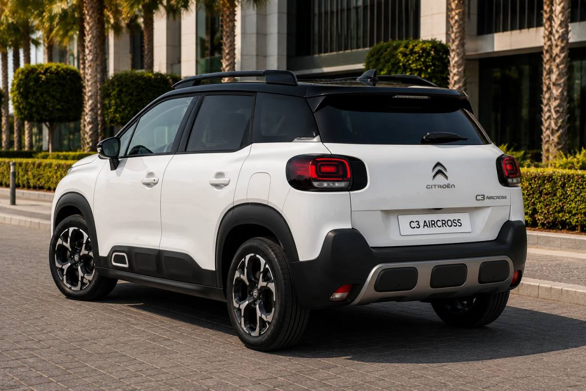 Citroën C3 Aircross rental SUV, rear three-quarter view