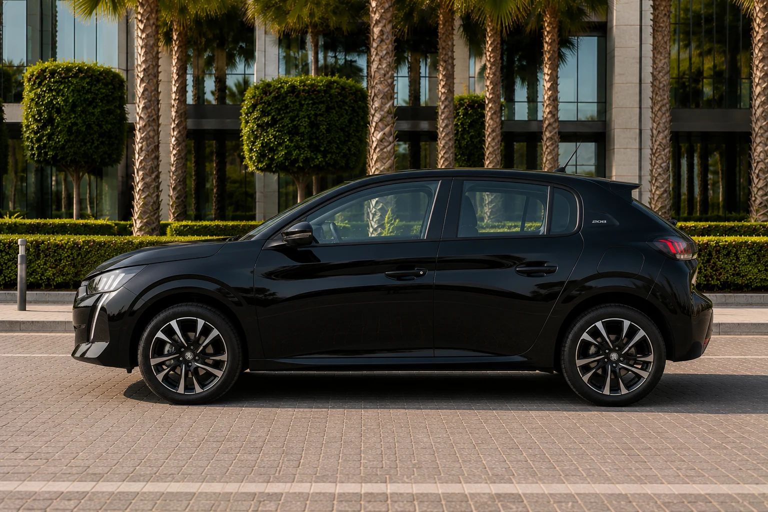 Peugeot 208 rental car, side view