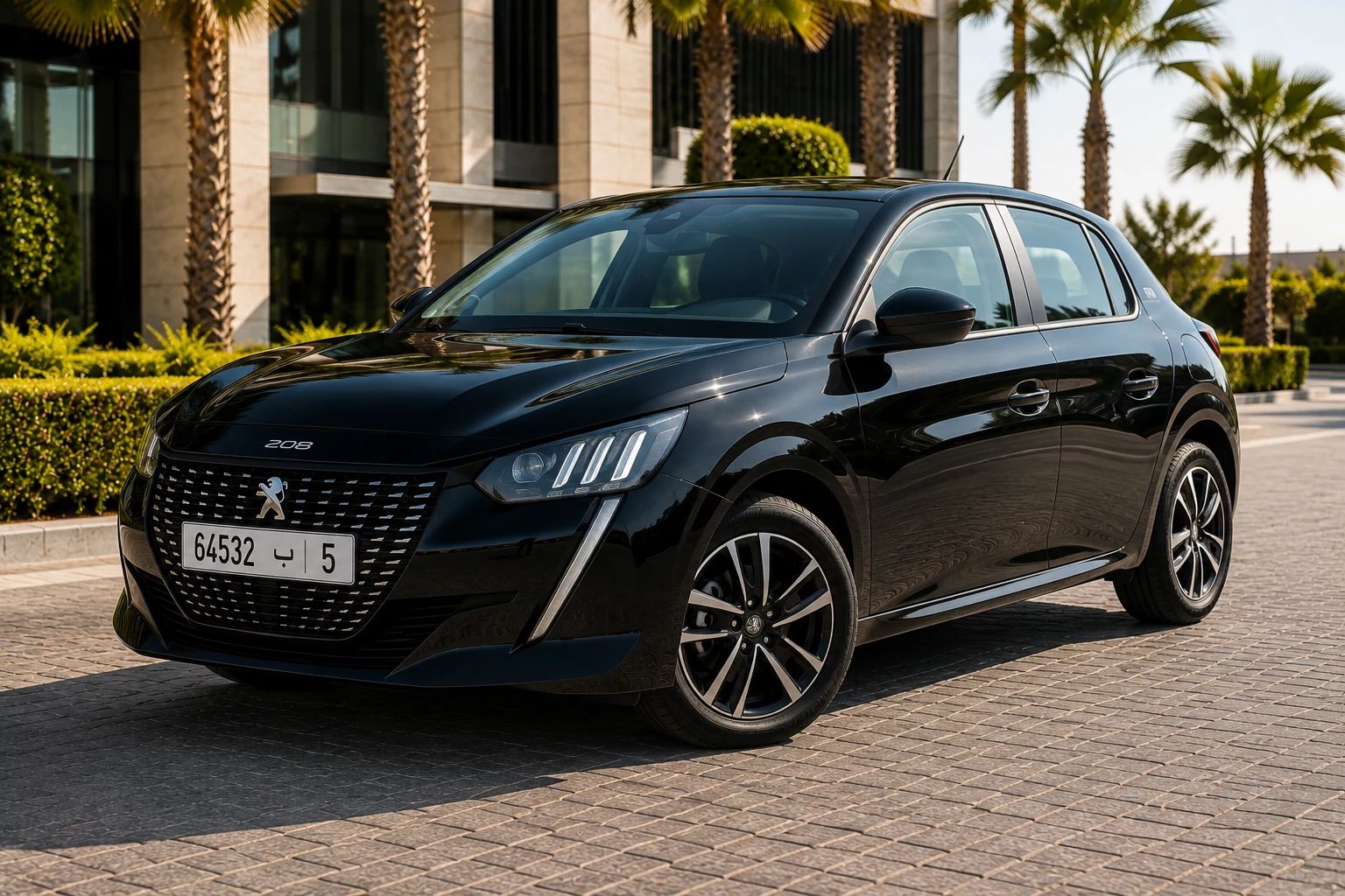 Peugeot 208 rental car, front three-quarter view